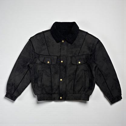 Faux leather bomber jacket