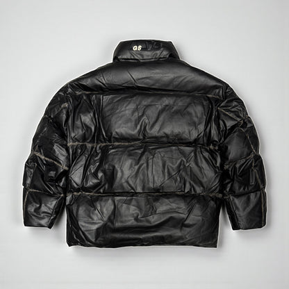 Leather puffer jacket