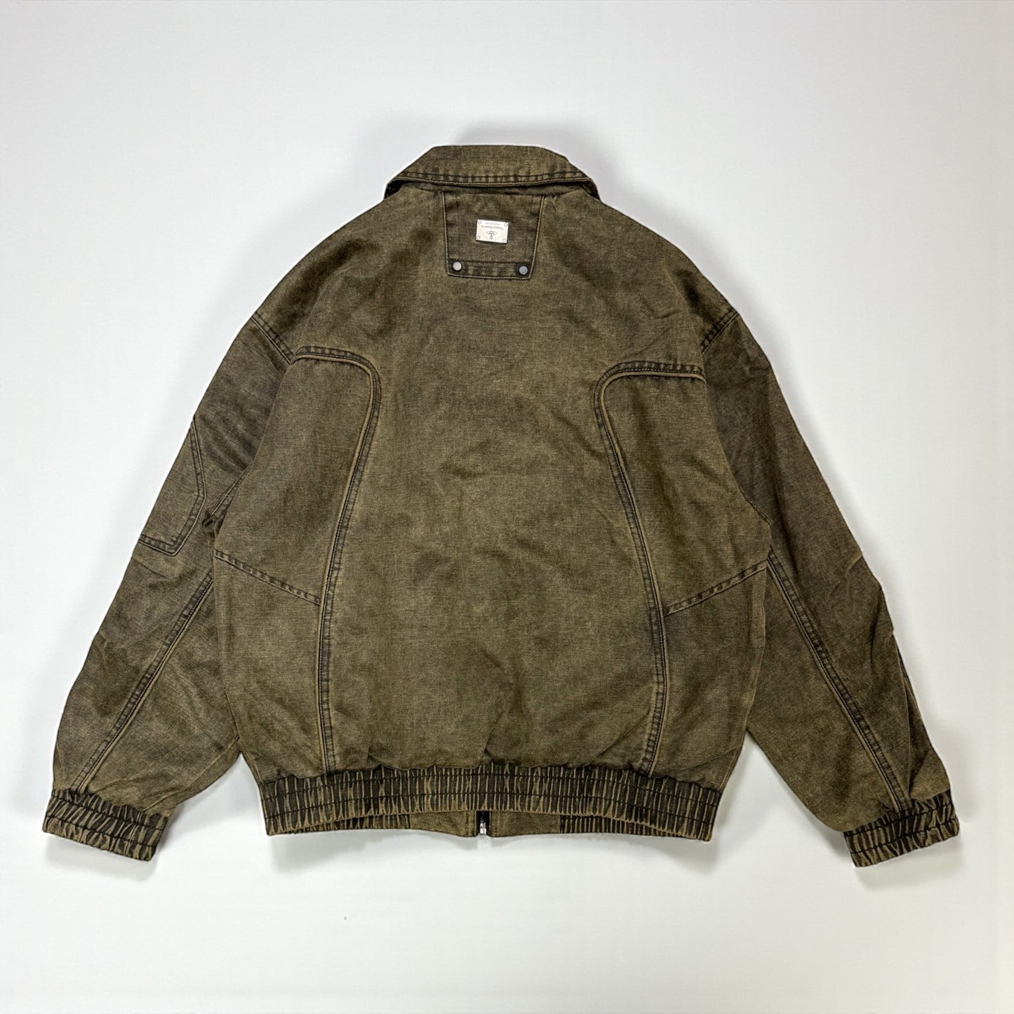 Faux suede Washed collar bomber jacket
