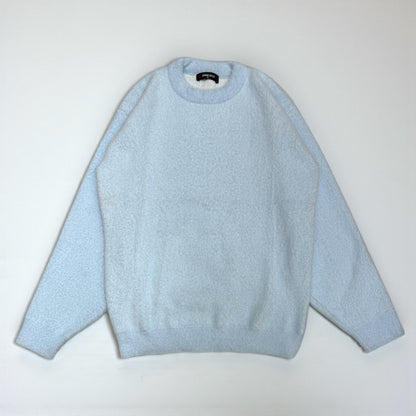 Crew neck Short mohair knitted sweater in sky blue