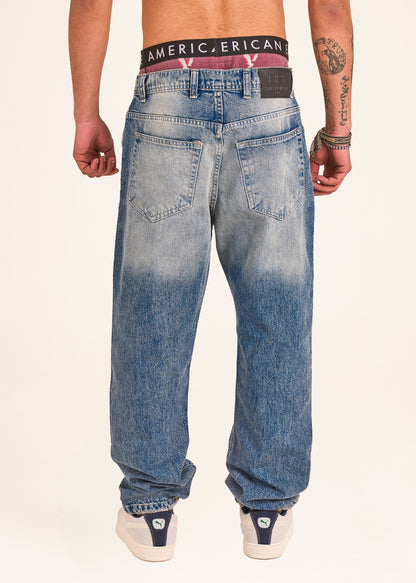 Baggy jeans in mid blue stone wash