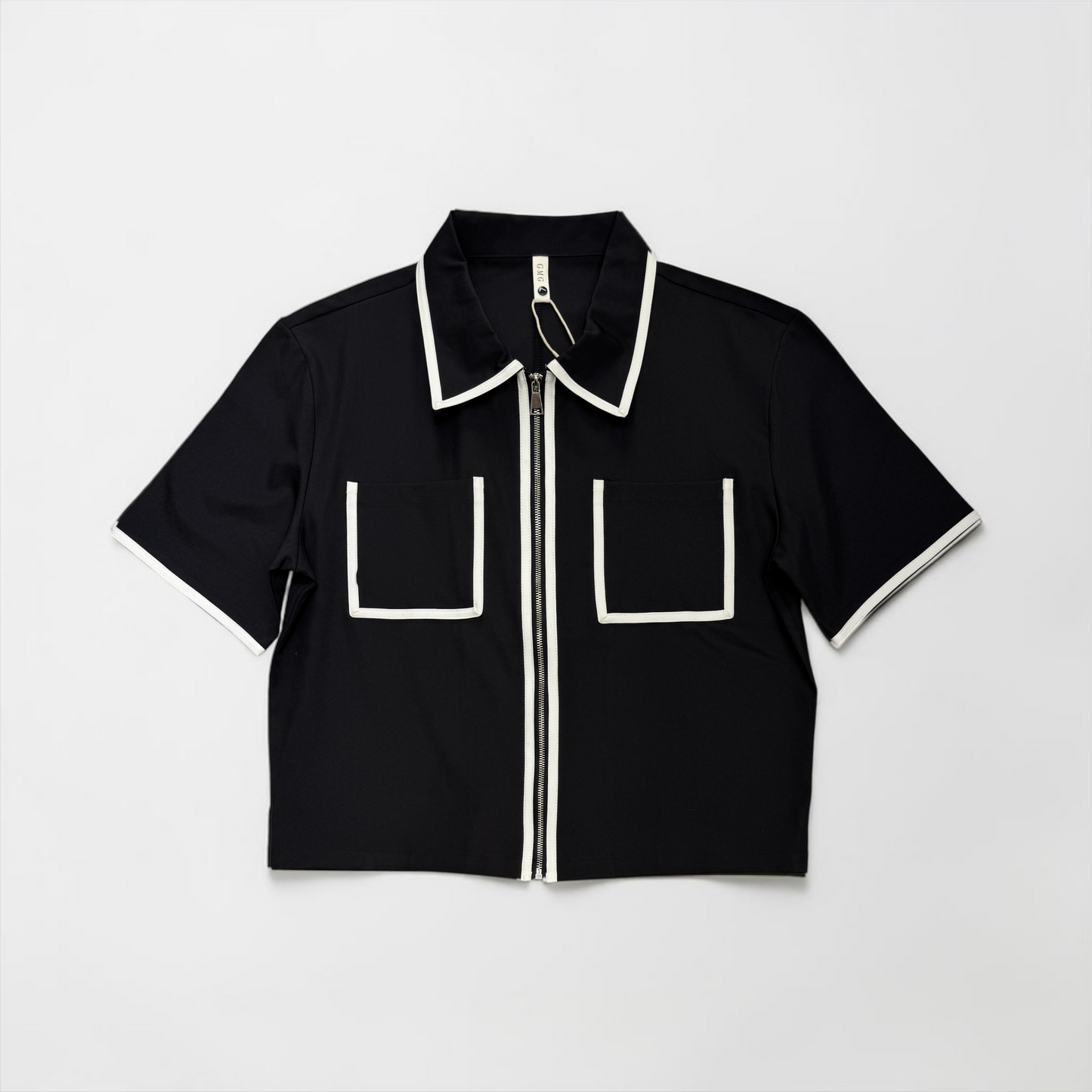 Cropped outline zip up shirt
