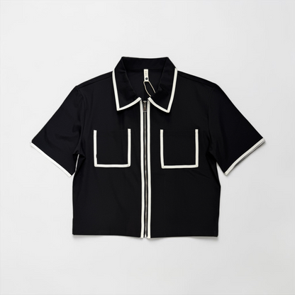 Cropped outline zip up shirt