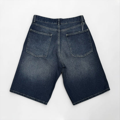 Baggy denim short in dark blue ash wash