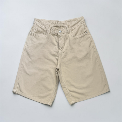 Baggy denim short in beige cream