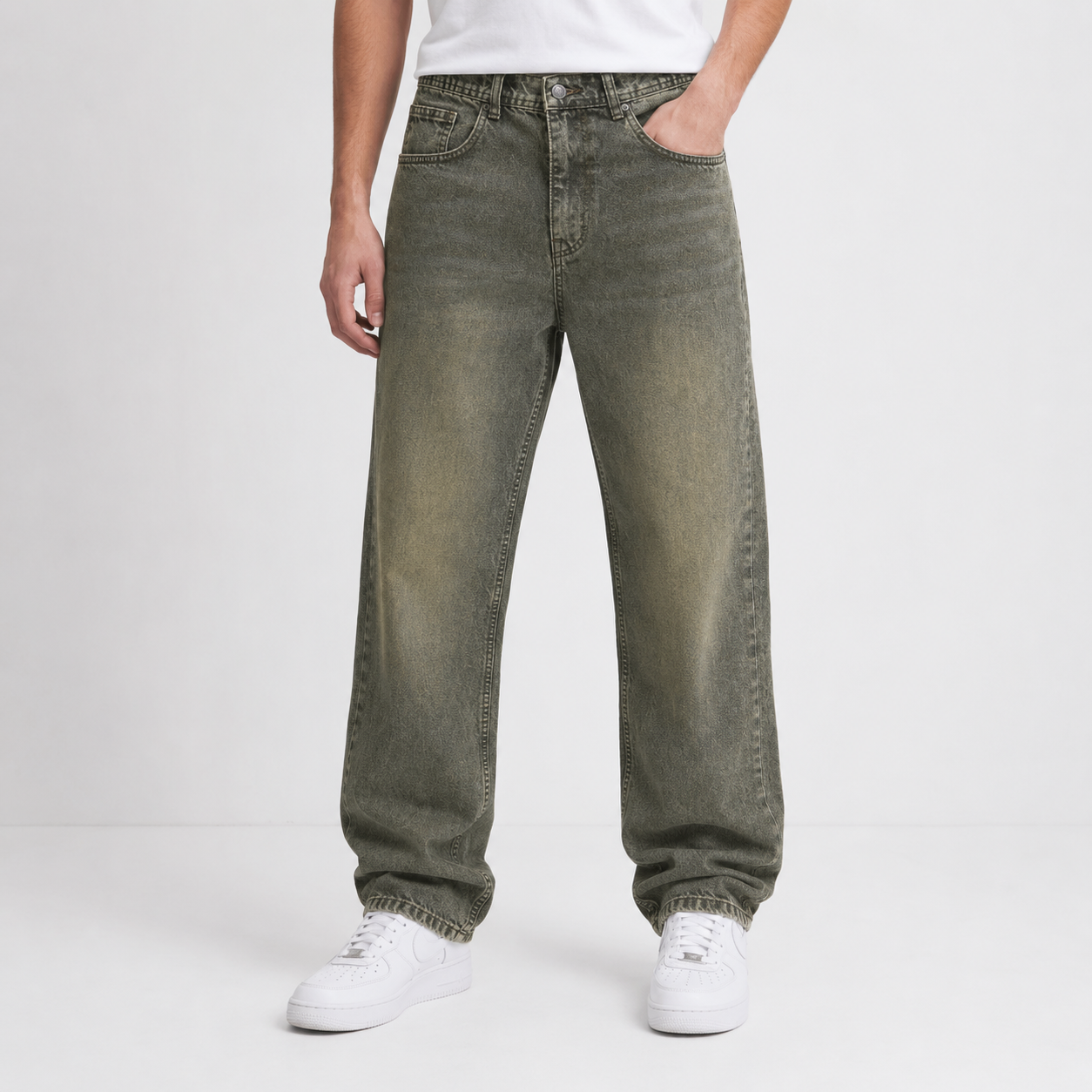 Denim pants olive washed