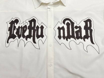 Oversized short sleeve shirt with front teddy stitching