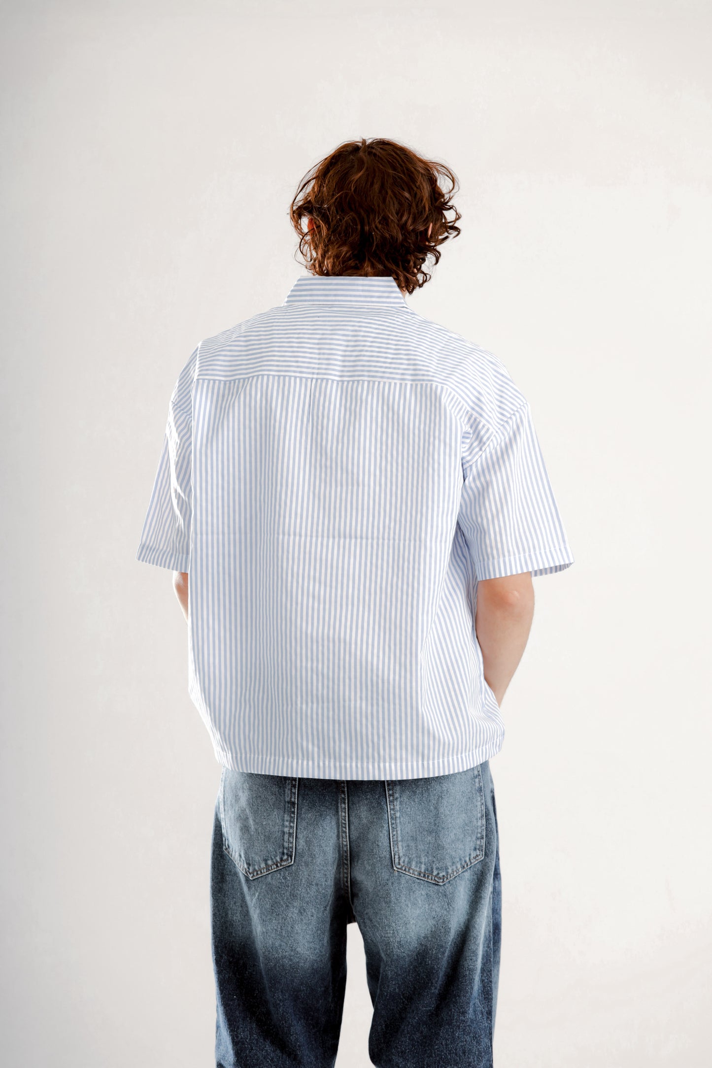 Boxy fit striped shirt with print on pocket