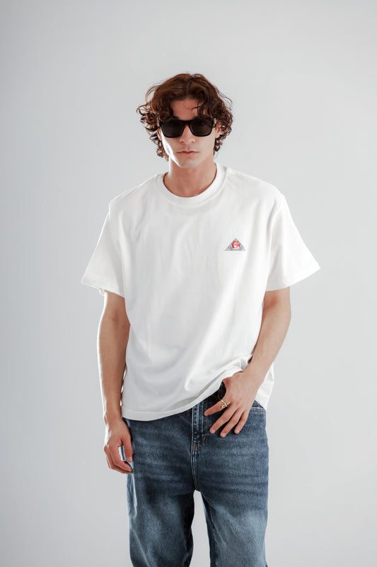Boxy fit tshirt with front triangle logo and back printed