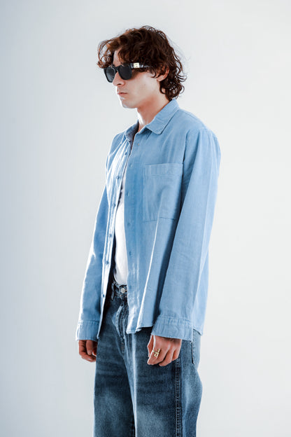 Washed long sleeve shirt with pocket