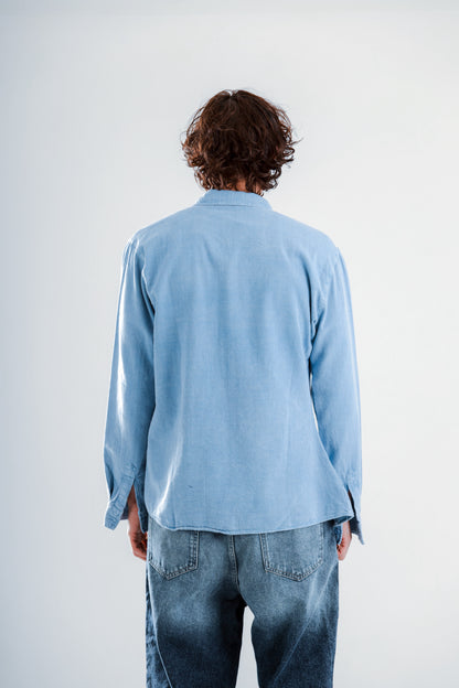 Washed long sleeve shirt with pocket