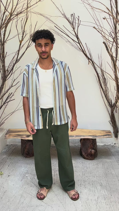 Knitted crochet striped shirt